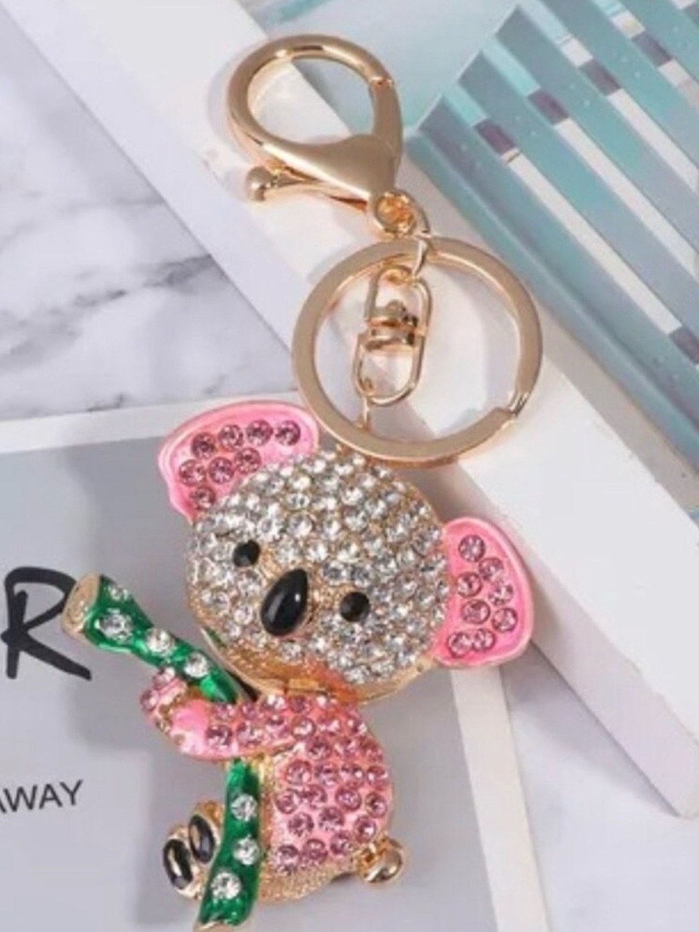 Koala Bear Rhinestone Gold Keychain Bag Charm Purse Accessory - Picture 4 of 5